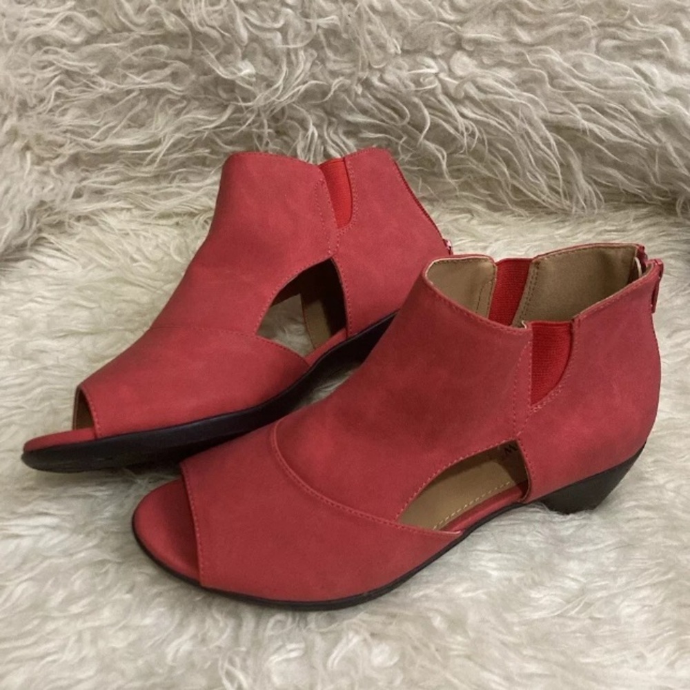 7-3 Comfortview Red shoes Peep Toe zipper 7